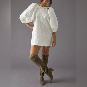Anthropologie-Stella Nova-Puff-Sleeve Mini Dress-Women's Size: 6-White-NEW!!